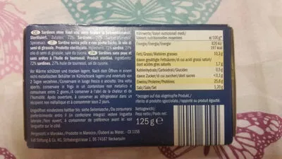 Liste des ingrédients du produit Sardinen in Sonnenblumenöl Nixe 125 g