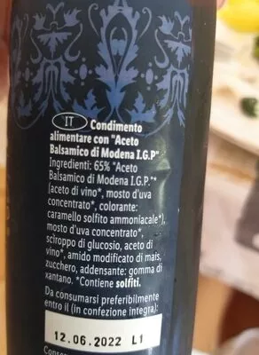 Lista de ingredientes del producto Balsamic Vinegar Italiamo 