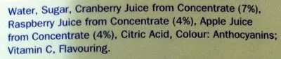 Liste des ingrédients du produit Cranberry & raspberry juice drink SOLEVITA 1l