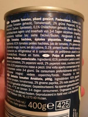 Lista de ingredientes del producto Polpa di pomodoro all’arrabiata  400 G ITALIAMO 400 g