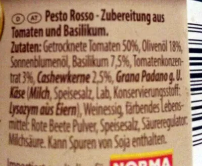 List of product ingredients Pesto Rosso Villa Gusto 190 g