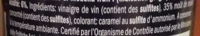 Lista de ingredientes del producto Balsamic vinegar of modena Italiamo 250 ml