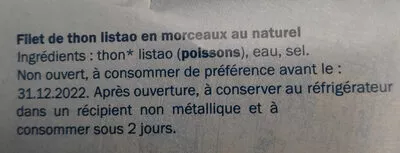 List of product ingredients Filet de thon au naturel Nixe, lidl 2 x 195 g