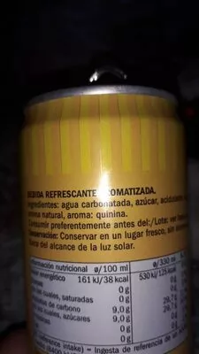 List of product ingredients Tónica Freeway 