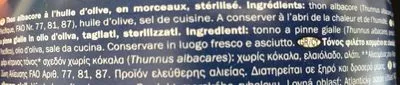 Liste des ingrédients du produit Filets de Thon à L Huile D Olive Nixe, LIDL 160 g / 104 g net égoutté