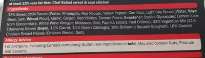 List of product ingredients Sweet Chilli Chicken with Butternut Squash Spaghetti Lidl, What's Cooking? 550g