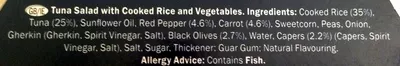 Lista de ingredientes del producto Tuna salad with rice NiXe 220g