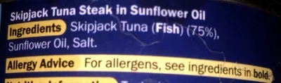 List of product ingredients Tuna steak NiXe 150g