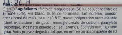 List of product ingredients Filets de Maquereaux (À la Tomate et au Basilic) Nixe, Lidl Stiftung & Co. KG 169 g