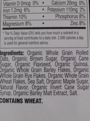 Liste des ingrédients du produit better oats better oats 11.6 oz