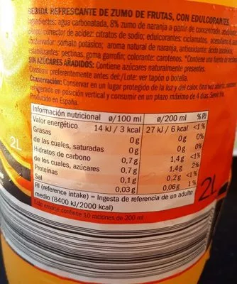 Lista de ingredientes del producto Naranja Freeway 