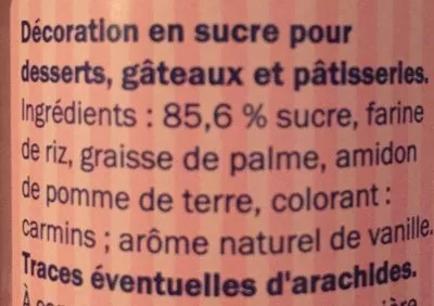 List of product ingredients Cœur en Sucre Belbake 100 g