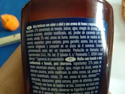 Lista de ingredientes del producto Bbq sauce Honeymoon Hickory Mcennedy 300 ml
