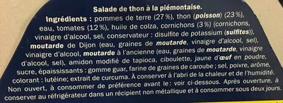 List of product ingredients Salade piémontaise Nixe 220 g
