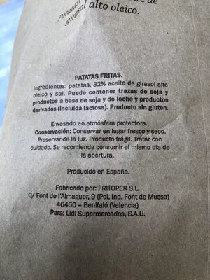 Lista de ingredientes del producto Chips espagnoles  