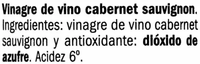 Lista de ingredientes del producto Vinagre de Cabernet Sauvignon Deluxe 250 ml