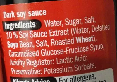 List of product ingredients Dark soy sauce  
