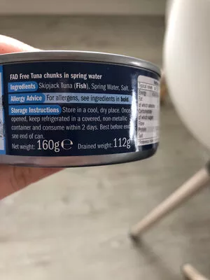 List of product ingredients Tuna Chunks in Spring Water Nixe,  Lidl 160g