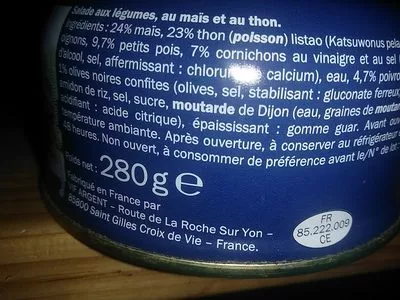 List of product ingredients Salade a l'Américaine Nixe 1