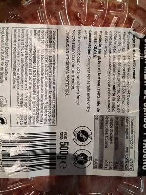 Lista de ingredientes del producto Burger meat cerdo vacuno Lidl 500 g