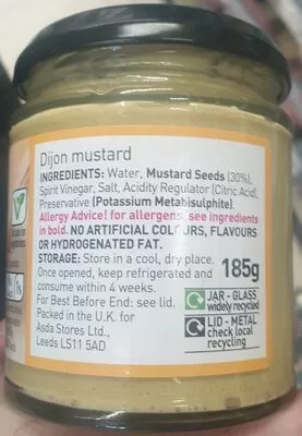 Lista de ingredientes del producto Dijon Mustard Asda 185 g