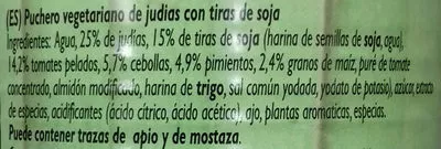 List of product ingredients Puchero vegetariano de judías con tiras de soja Omnimax Land-Diele 400 g
