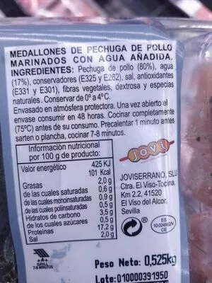 Lista de ingredientes del producto Pechuga marinada Mercadona 