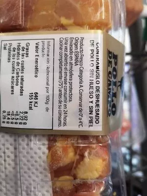 List of product ingredients Contramuslo deshuesado de pollo Mercadona 