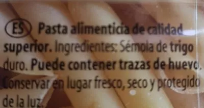 List of product ingredients Macarrones La Villa 