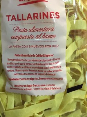 List of product ingredients Tallarines La Villa 500 g