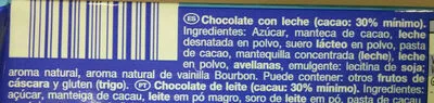 Lista de ingredientes del producto Milk chocolate  100 g