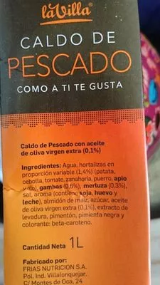 List of product ingredients Caldo de pescado la villa 