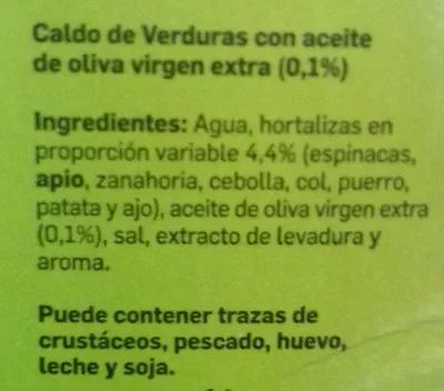 Lista de ingredientes del producto Caldo de Verdura La Villa 1 l