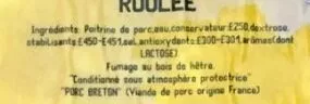 Lista de ingredientes del producto Poitrine fumée roulée André Loussouarn 160 g