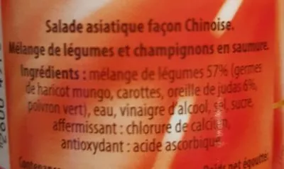 List of product ingredients Salade asiatique facon chinoise Asia Green Garden 
