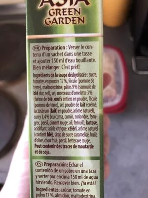 Liste des ingrédients du produit Soupe chinoise à la tomate Asia Green Garden, Aldi 54 g (3 * 18 g e)