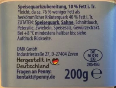 Lista de ingredientes del producto Kräuterquark  200 g