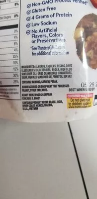 Lista de ingredientes del producto planters antioxidant mix Kraft,  Heinz 