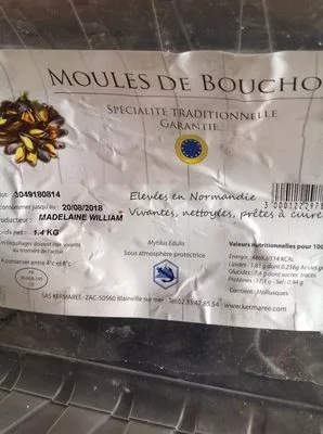 List of product ingredients Moules de bouchot Sans marque, Kermarée 1,4 kg
