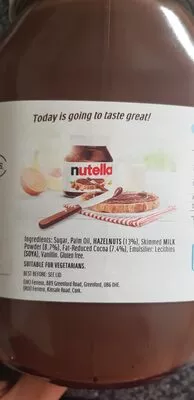 Liste des ingrédients du produit Nutella Nutella Ferrero 