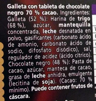 Lista de ingredientes del producto Petit Écolier Choco Pasión LU 150 g