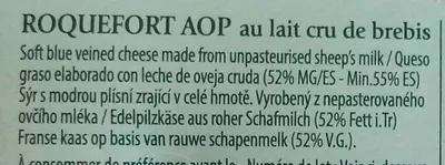 Lista de ingredientes del producto Roquefort AOP Cave Saveur Société 150 g