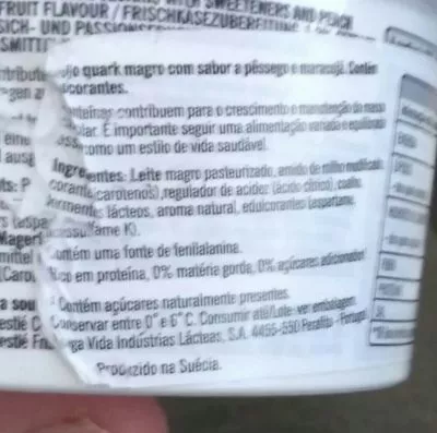List of product ingredients Kvarg Nestlé 