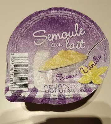 Lista de ingredientes del producto Semoule au lait Saveur Vanille Sans marque, LNUF MDD 200 g