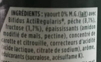 List of product ingredients Activia 0% Fat Peach Yogurt danone, Activia 500 g (4x125g)