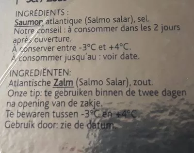 List of product ingredients LABEYRIE Saumon fumé l'écosse Labeyrie 130 g