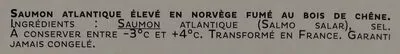Liste des ingrédients du produit Saumon fumé iodé de Norvège Labeyrie 310 g