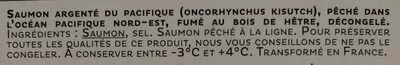 Lista de ingredientes del producto Saumon fumé sauvage pêché à la ligne Labeyrie 270 g