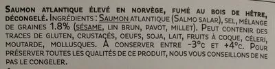 Liste des ingrédients du produit Fondant de saumon Labeyrie 240 g