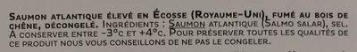 Liste des ingrédients du produit Saumon fumé dégustation - L'Ecosse Labeyrie 270 g